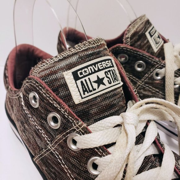 CONVERSE Women's Sneaker 11 Metallic Mixed Burgundy Silver Brownish Gray Black - Picture 4 of 13